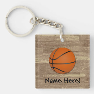 Porte-clés Plancher en bois de basket-ball personnalisé