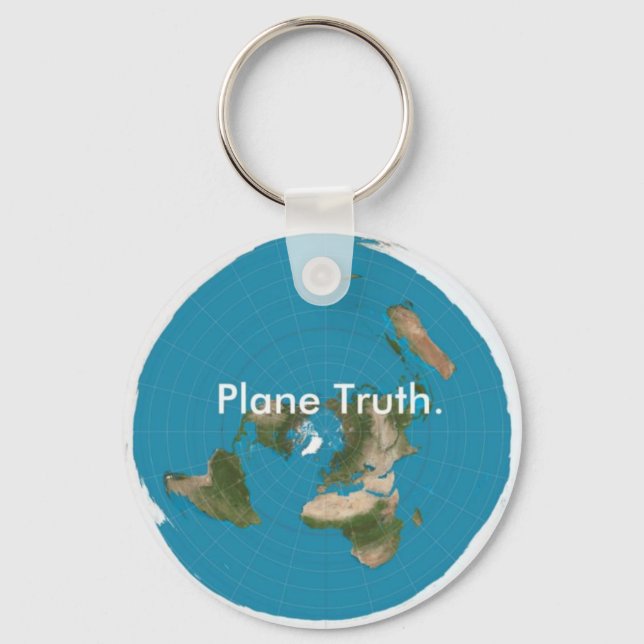 Porte-clés Plane Truth. Azimuthal Equidistant Keychain Button (Recto)