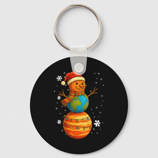 Porte-clés Planet Snowman Earth Saturn Christmas Holiday Art  (Recto)
