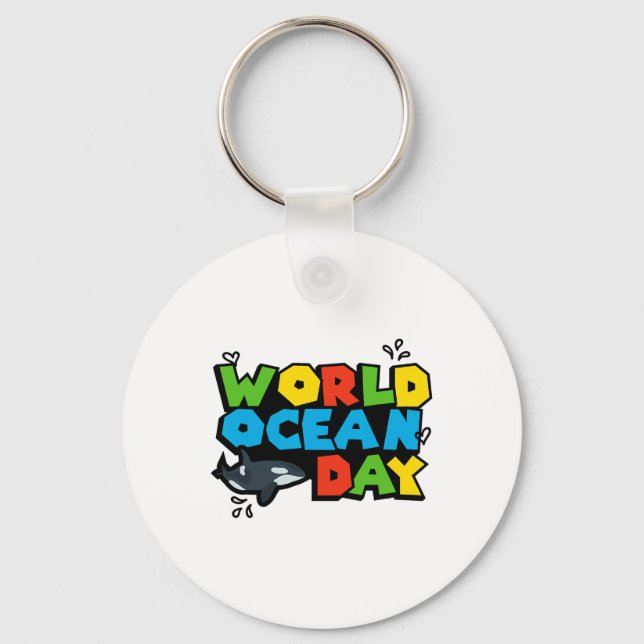 Porte-clés Planète Mondiale Ocean Day Orca Splash Design Amou (Recto)
