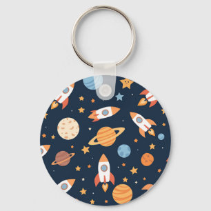 Porte-clés Planètes Fusées Espace Motif Mignon