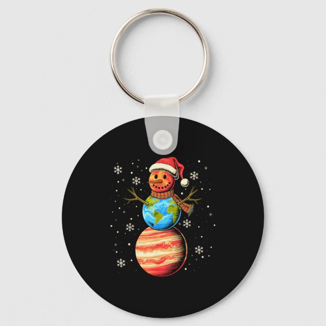 Porte-clés Planets Snowman Space Funny Christmas Astronomy Fo (Recto)