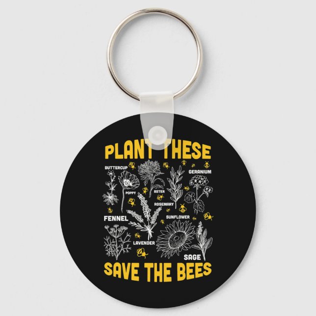 Porte-clés Plant These Save The Bees (Recto)