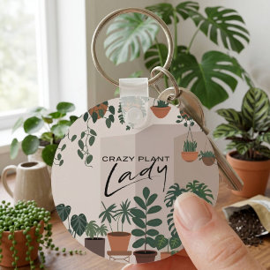 Porte-clés Plante de maison Dame folle de plantes aquarelle m