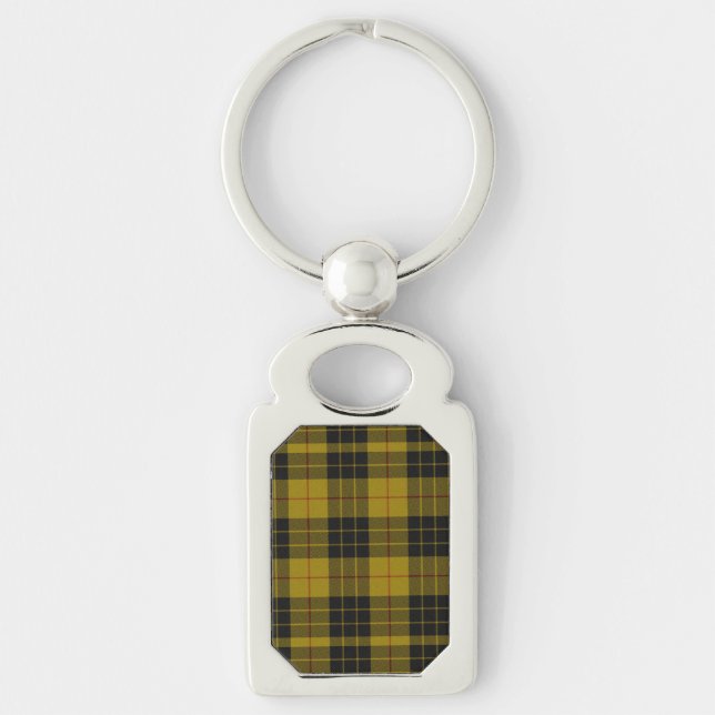 Porte-clés Plaque noire jaune tartan MacLeod (Devant)