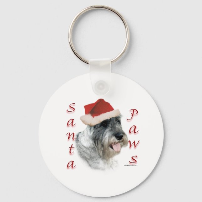 Porte-clés Plaques Père Noël Schnauzer Standard (Recto)