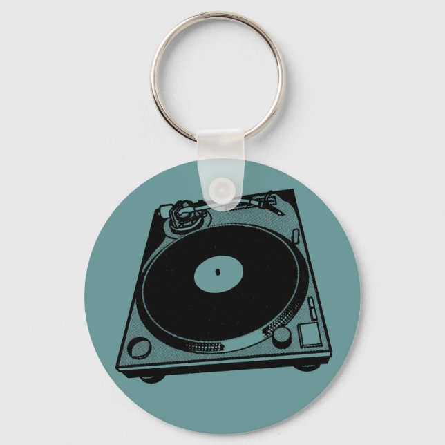 Porte-clés Platine Tourne-Disques Graphique en Noir (Recto)