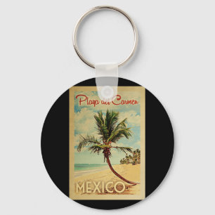 Porte-clés Playa del Carmen Palm Tree Vintage Travel