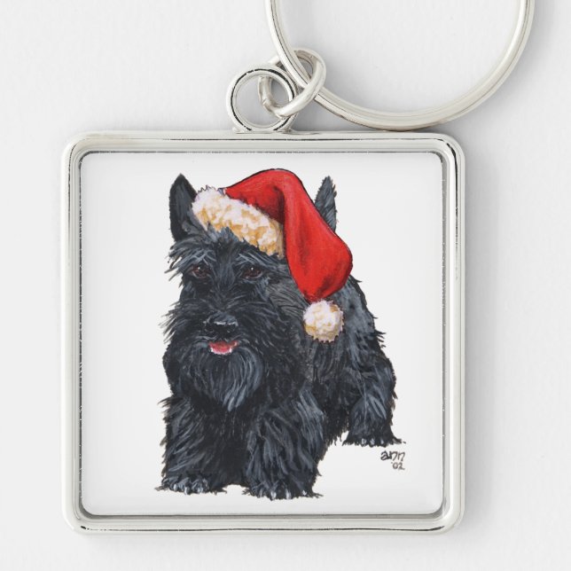 Porte-clés Playful Scottish Terrier Santa (Devant)