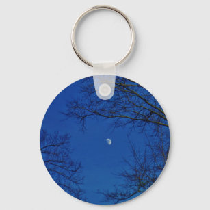 Porte-clés Pleine lune Bleue Avec Arbres