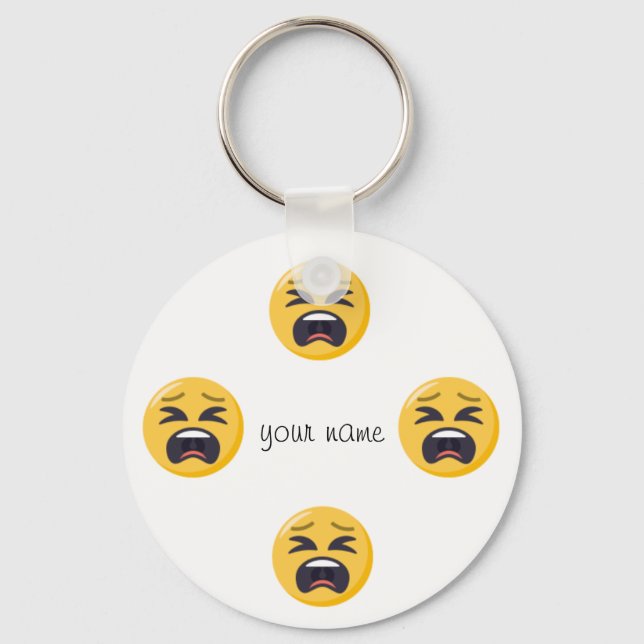 Porte-clés Pleurer Emoji Face et '' Votre nom ici " (Recto)