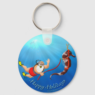 Porte-clés Plongée sous-marine Père Noël & Seahorse Porte - c