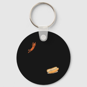 Porte-clés Plongeon Hotdog Saucisse sautant dans un pain BBQ