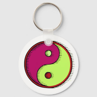 Porte-clés Plum vert soufflé Yin Yang