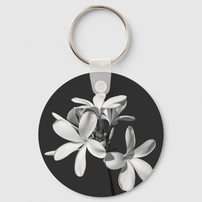 Porte-clés Plumeria blanche en pleine floraison (Recto)