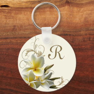 Porte-clés Plumeria Flourissant Monogramme initial