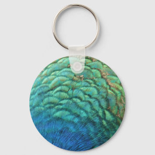 Porte-clés Plumes de paon I Design de nature abstrait coloré