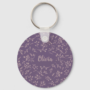 Porte-clés Plumes Feuille de tulipe violet personnalisé Motif