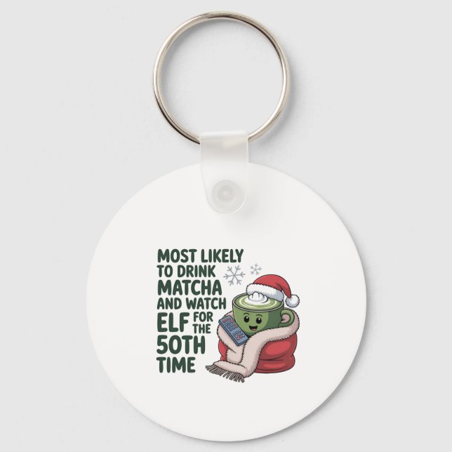 Porte-clés Plus susceptible de boire du Matcha et de regarder (Recto)