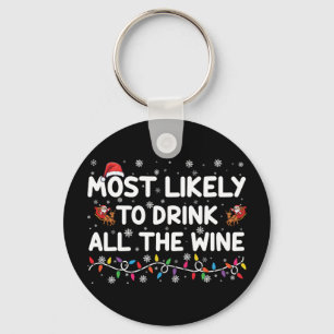 Porte-clés Plus Susceptible De Boire Tout Le Vin Noël En Fami