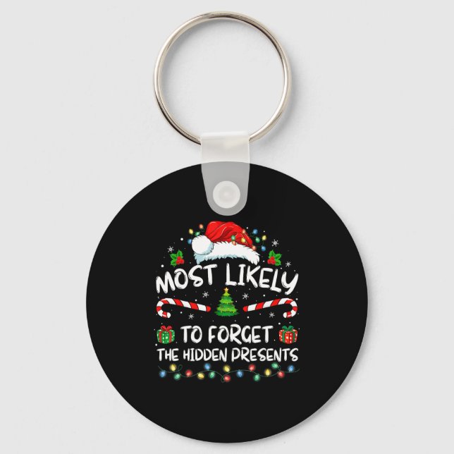 Porte-clés Plus susceptible d'oublier le Noël caché de la fam (Recto)