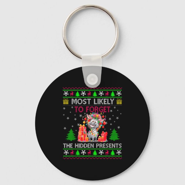 Porte-clés Plus susceptible d'oublier le Noël du zèbre caché  (Recto)