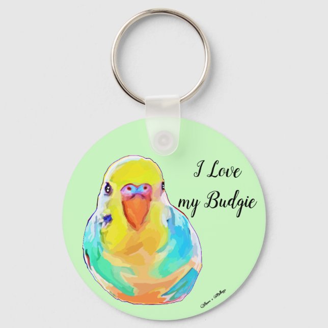 Porte-clés Plutôt J'Aime Mon Budgie Budgerigar Parakeet Bird (Recto)
