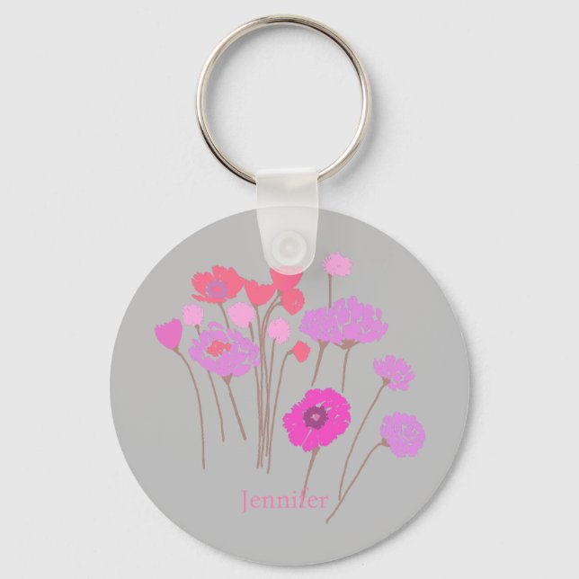 Porte-clés Plutôt Moderne Floral Grey (Recto)