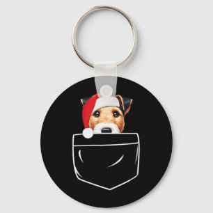 Porte-clés Poche de Noël Feu Fox Terrier Chien Santa Hat