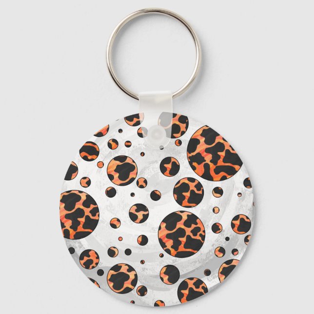 Porte-clés Poche noire et orange Polka Imprimer (Recto)