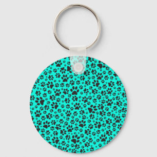 Porte-clés Poches de chien noir et blanc Pointe Polka sur cya