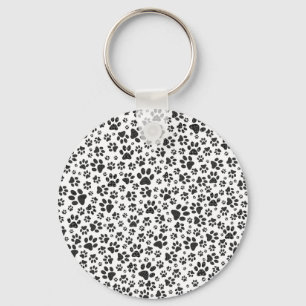 Porte-clés Poches de chien noir et blanc Poka Dot
