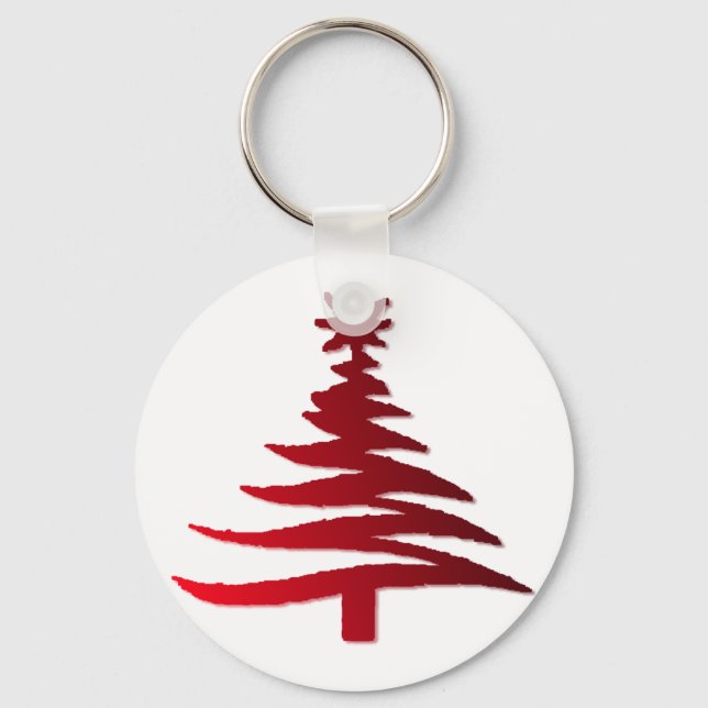 Porte-clés Pochoir d'arbre de Noël rouge (Recto)