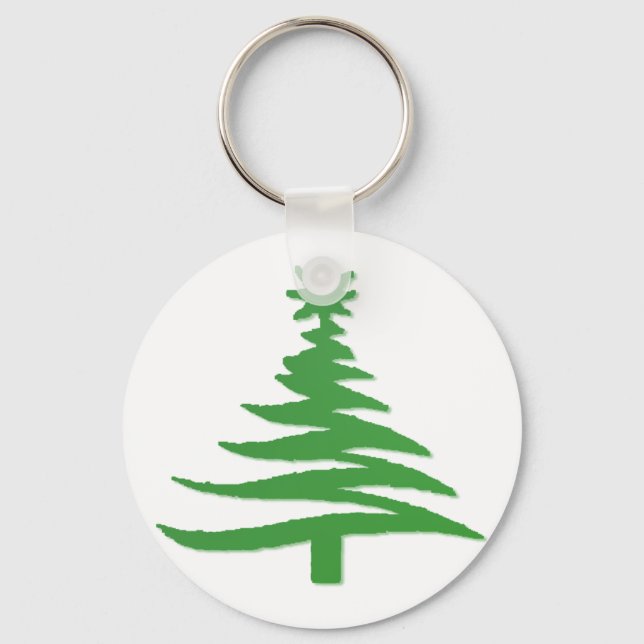 Porte-clés Pochoir d'arbre de Noël vert (Recto)