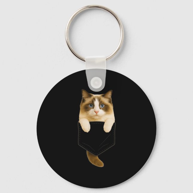 Porte-clés Pocket de chat Ragdoll Drôle Cadeaux Chat Maman Ch (Recto)
