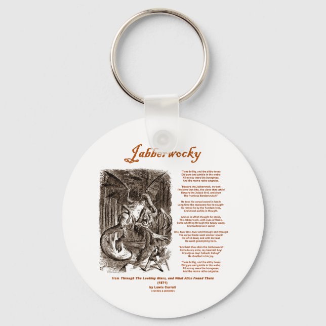 Porte-clés Poème Jabberwocky de Lewis Carroll (Adder noir) (Recto)