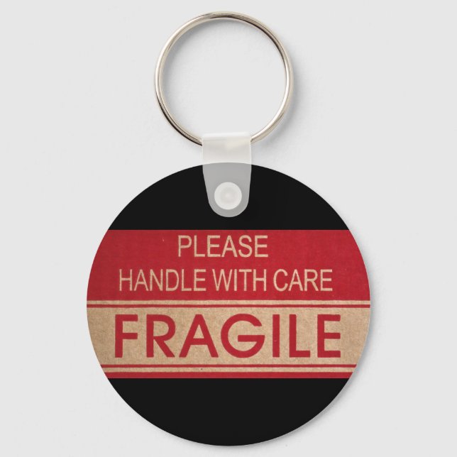 Porte-clés Poignée drôle avec soin, signe fragile (Recto)