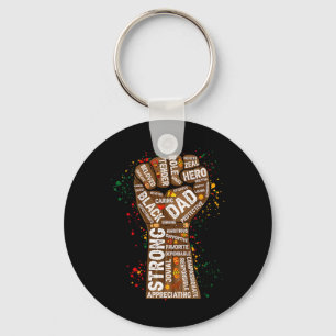 Porte-clés Poing de mélanine Main Mot Art Roi noir Afro Homme