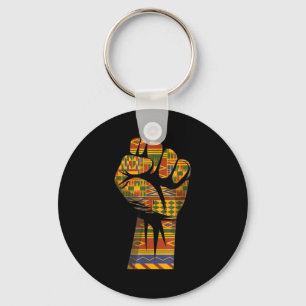 Porte-clés Poing levé motif kente africain pouvoir noir