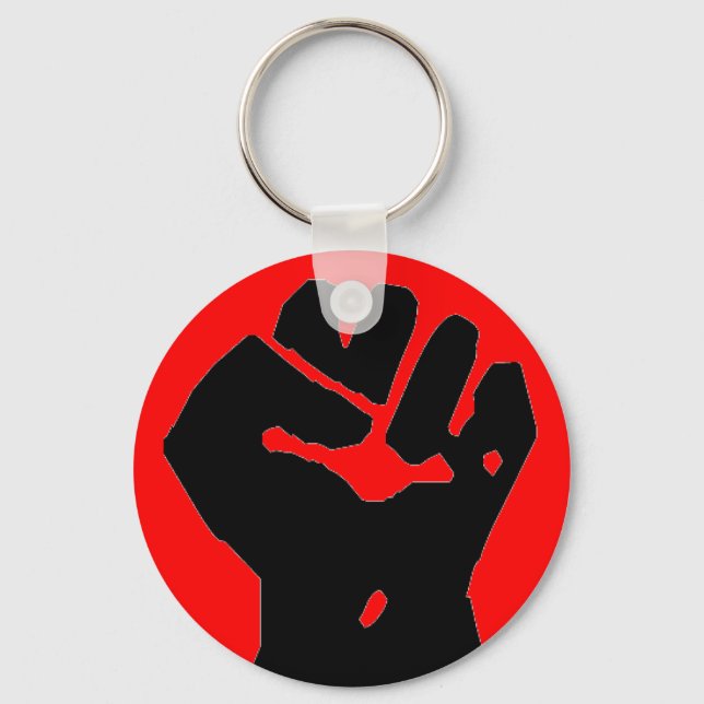 Porte-clés poing noir sur porte - clé rouge (Recto)