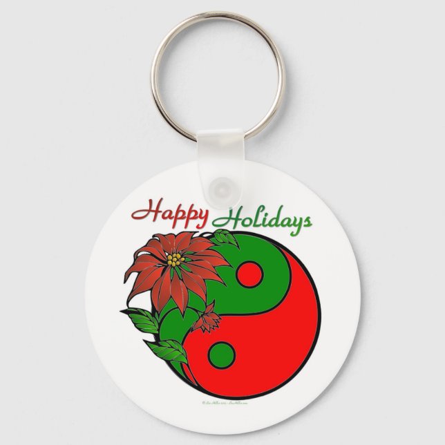 Porte-clés Poinsettia Yin Yang de Noël (Recto)