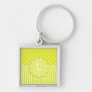 Porte-clés Point de polka et porte - clé jaunes de monogramme