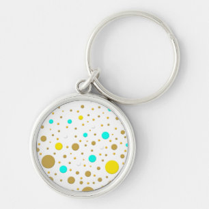 Porte-clés Points aléatoires Jaune Turquoise Blanc Or