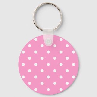 Porte-clés Points blancs, Motif Pois rose.