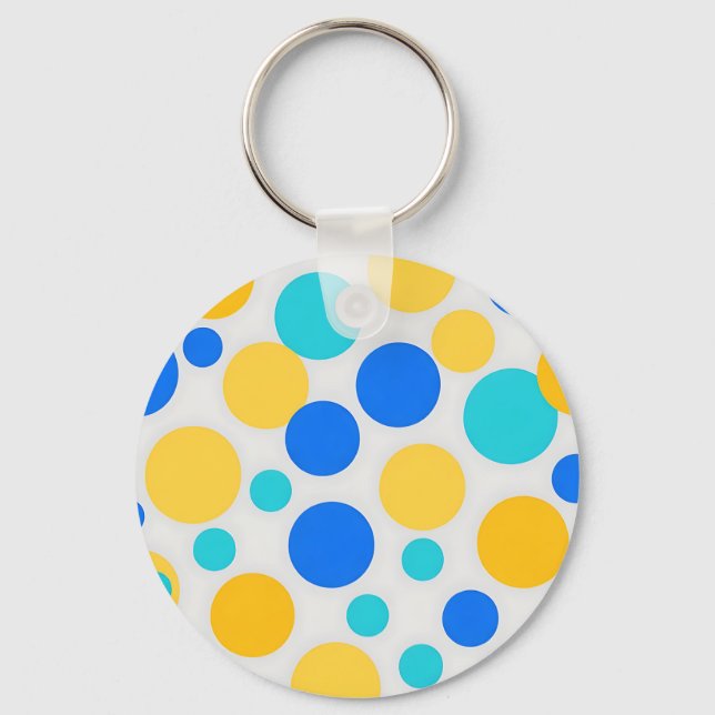 Porte-clés Points Bleus Jaunes Turquoise (Recto)