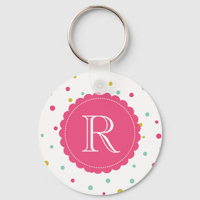 Porte-clés Points Confetti colorés mignons Monogramme Motif (Recto)