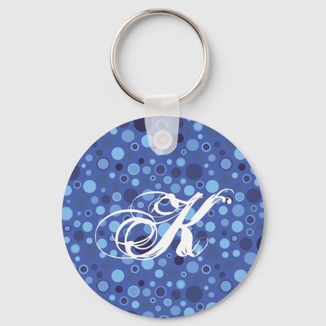 Porte-clés Points de bulle bleue Porte - clé de monogramme (Recto)