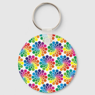 Porte-clés Points de couleur Cercle Motif + votre arrière - p