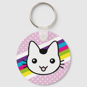 Porte-clés pois blanc de chat