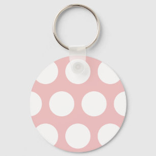 Porte-clés Pois blancs en rose